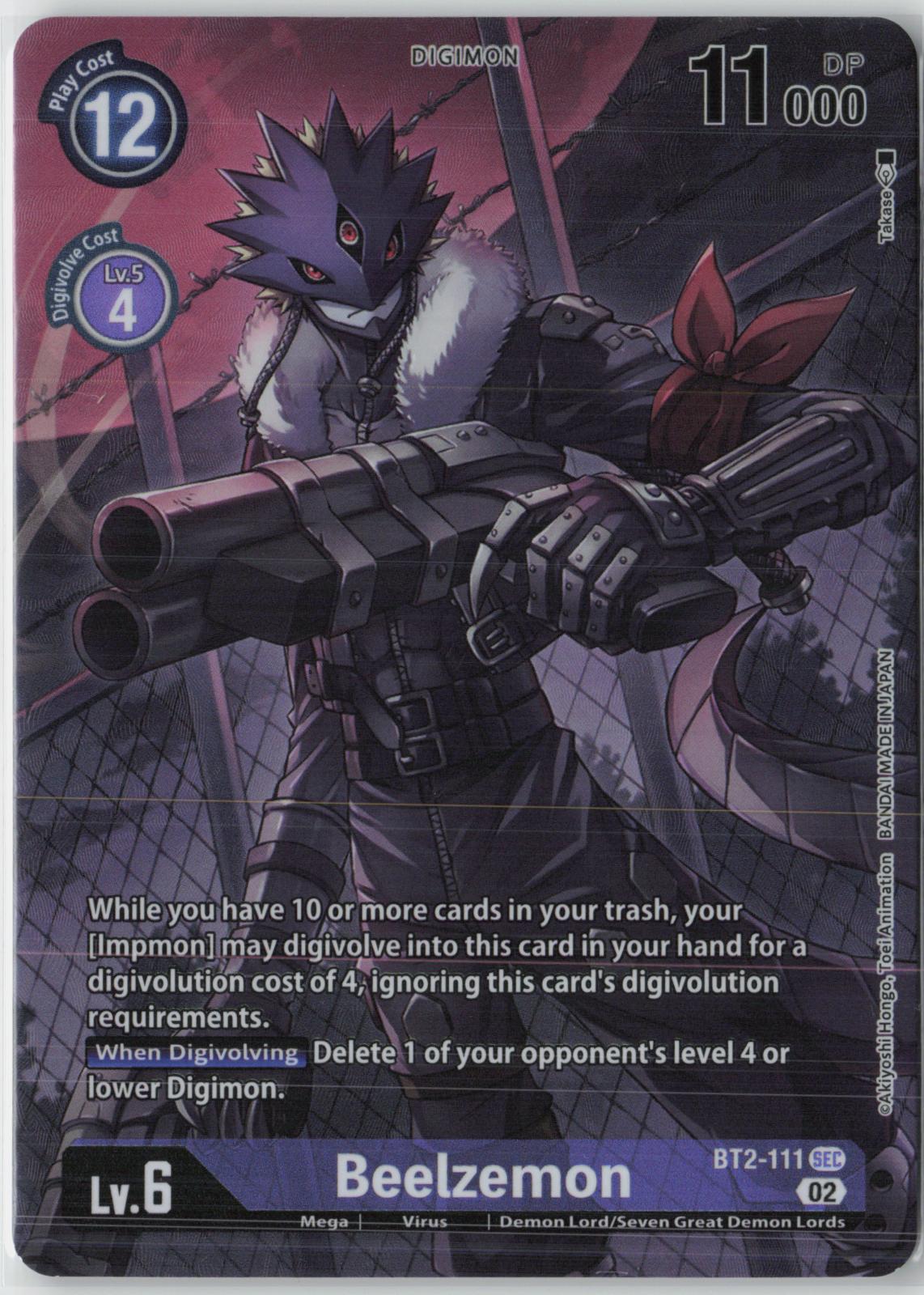 Beelzemon - BT2-111 (Alternate Art) BT2-111 SEC Starter Deck 14 Digimon NM